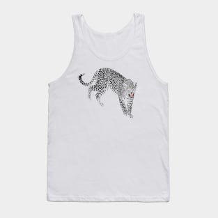 Stylish Black & Pink Leopard Animal White Design Tank Top